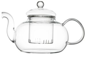 YoiYee Glass Teapot, Heat Resistant Clear Borosilicate Glass Mini Tea Pot with Glass Infuser & Strainer to Brew Loose Leaf Tea, 800ml, Microwavable and Stovetop Safe