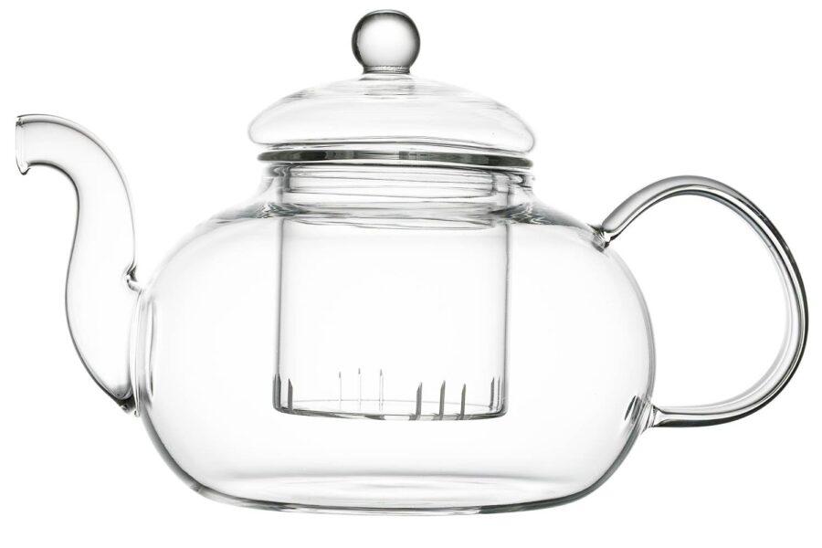 YoiYee Glass Teapot, Heat Resistant Clear Borosilicate Glass Mini Tea Pot with Glass Infuser & Strainer to Brew Loose Leaf Tea, 800ml, Microwavable and Stovetop Safe