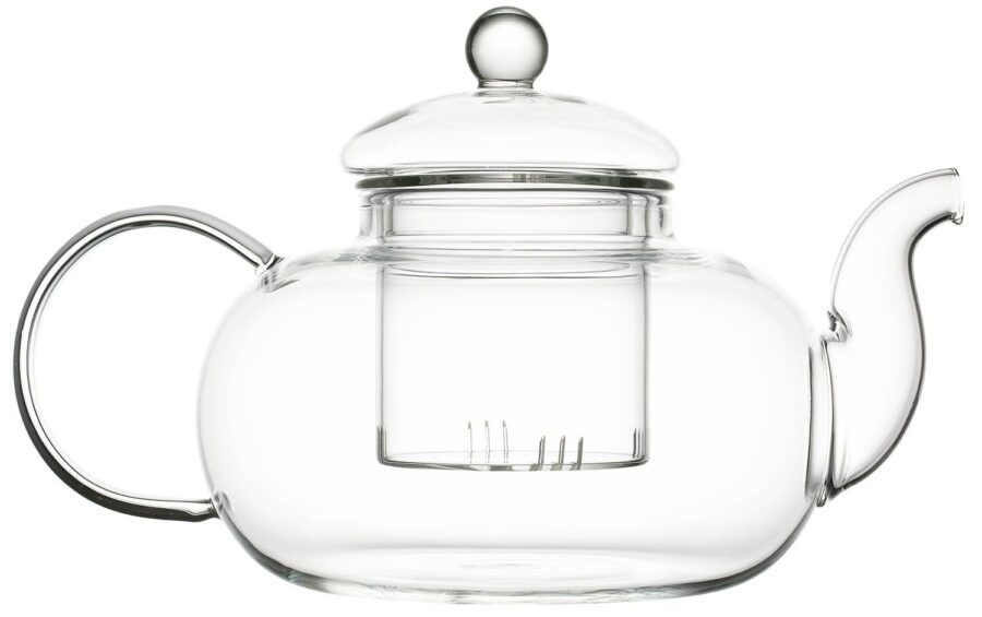 YoiYee Glass Teapot, Heat Resistant Clear Borosilicate Glass Mini Tea Pot with Glass Infuser & Strainer to Brew Loose Leaf Tea, 1000ml, Microwavable and Stovetop Safe
