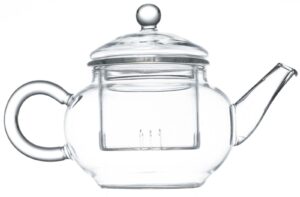 YoiYee 250ml Glass Teapot with Infuser, Clear Borosilicate Loose Leaf Pot