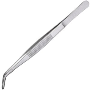 YoiYee 18cm Curved Tip Stainless Steel Tweezers, Curved Blunt Serrated Angled for Arts & Crafts, Aquarium, Cooking, Repair, Sewing, Modeling, Plant