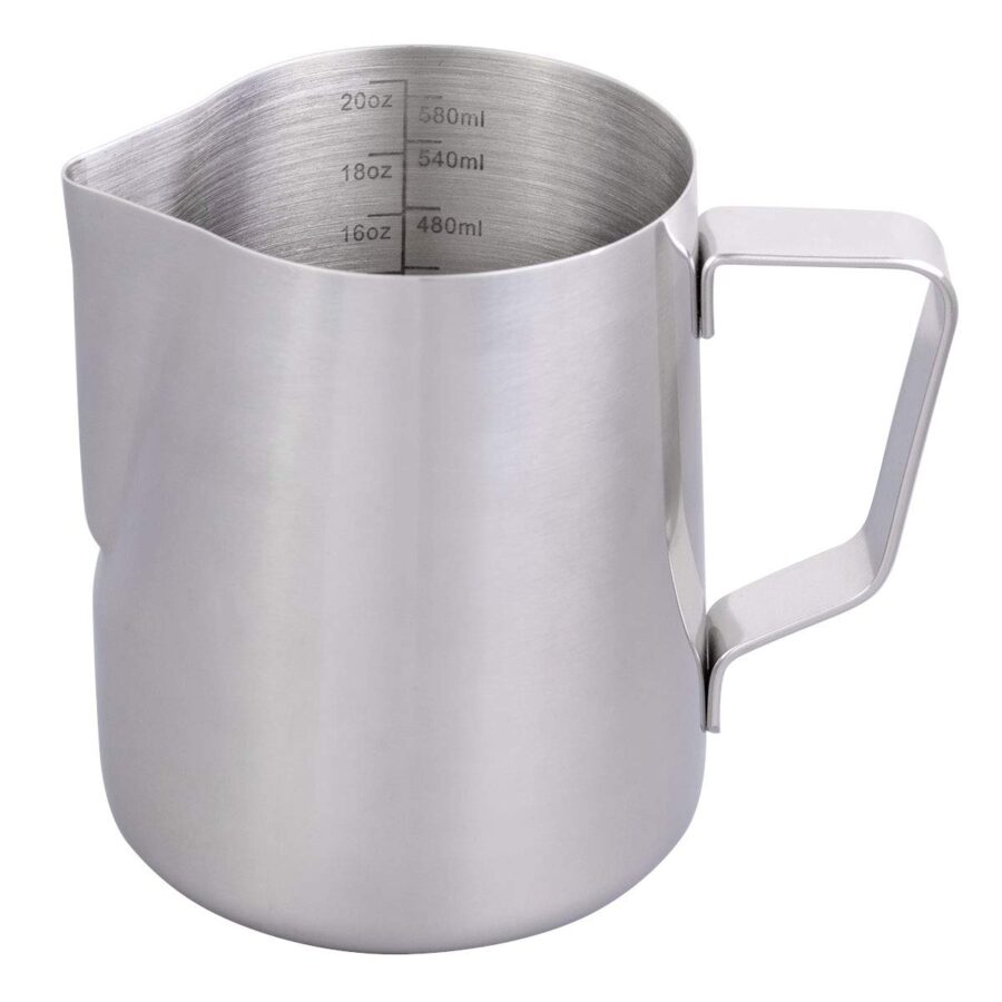 YoiYee 600ml Milk Jug, Stainless Steel Milk Frothing Pitcher Cup for Making Cappuccino & Espresso Coffee, Barista Craft Coffee, Latte Art, Coffee Machine, Kitchen Measuring
