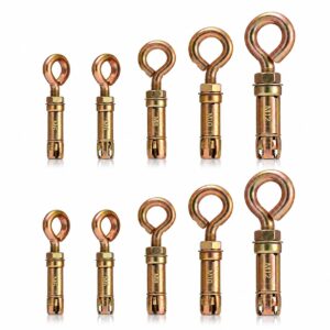 YoiYee Masonry Eye Bolt Expansion Anchors, 10 Piece Set, M6 M8 M10 M12
