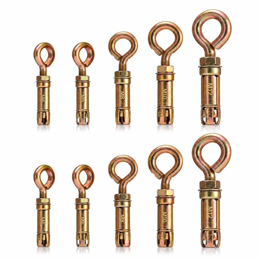 YoiYee Masonry Eye Bolt Expansion Anchors, 10 Piece Set, M6 M8 M10 M12