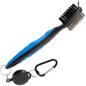 YoiYee Dual Sided Golf Club Cleaning Brush with Retractable Cord, Blue