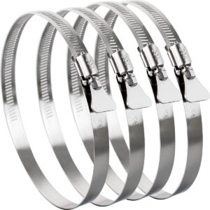 YoiYee 118-140mm Hose Clamp, 304 Stainless Steel Pipe Clip Pack of 4