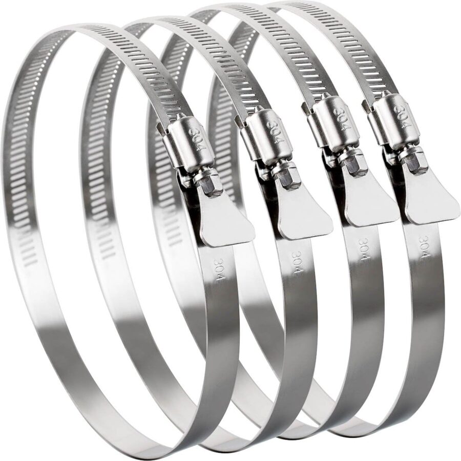 YoiYee 118-140mm Hose Clamp, 304 Stainless Steel Pipe Clip Pack of 4