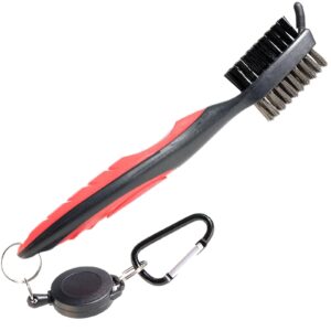 YoiYee Dual Sided Golf Club Brush, Groove Cleaner Tool - Red