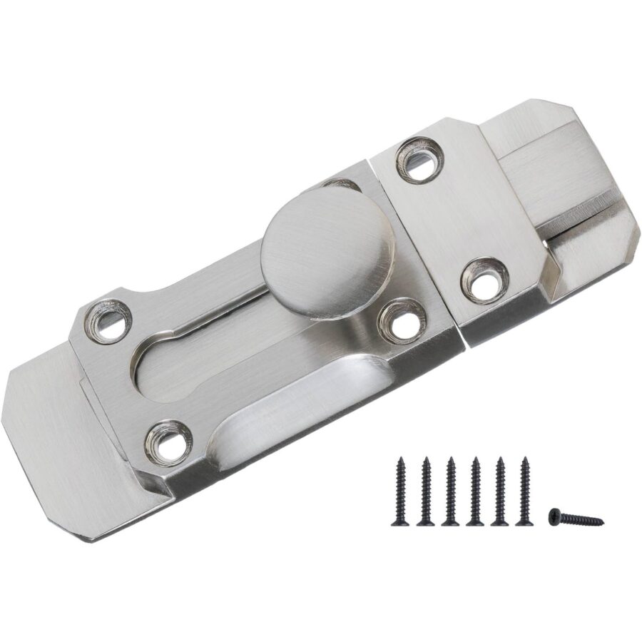 YoiYee Silver Barrel Bolt Latch, 3-Inch Zinc Alloy Security Slide Lock for Internal Doors, Bathroom, Bedroom, Shed, Gate, Cupboard, Cabinet, Hardware with Screws, 56mm x 26mm, Small Door Bolt