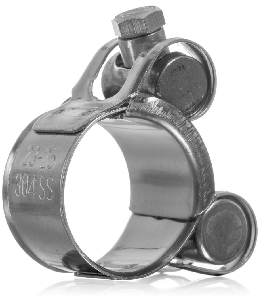YoiYee 23-25mm Heavy-Duty Pipe Clamp, 304 Stainless Steel Single Nut Adjustment Hose Clip Strap for Delivery and Suction Hose, Agriculture, Waste Extraction, Mining, Quarrying, Marine etc. 2 Pack