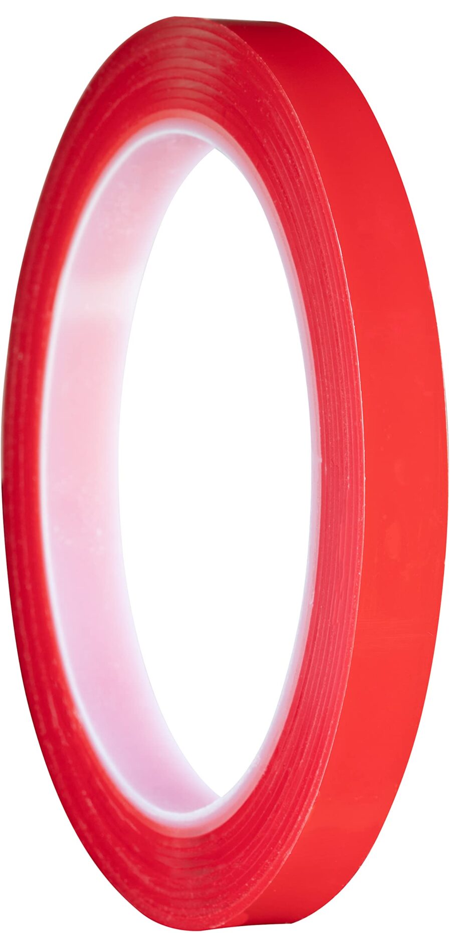 YoiYee Reusable Tape with Double Side Adhesive, 1mm(T) x 10mm(W) x 3m(L), Red Film Transparent Tape