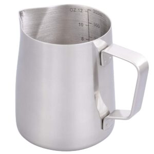 YoiYee 350ml Milk Jug, Stainless Steel Milk Frothing Pitcher Cup for Making Cappuccino & Espresso Coffee, Barista Craft Coffee, Latte Art, Coffee Machine, Kitchen Measuring