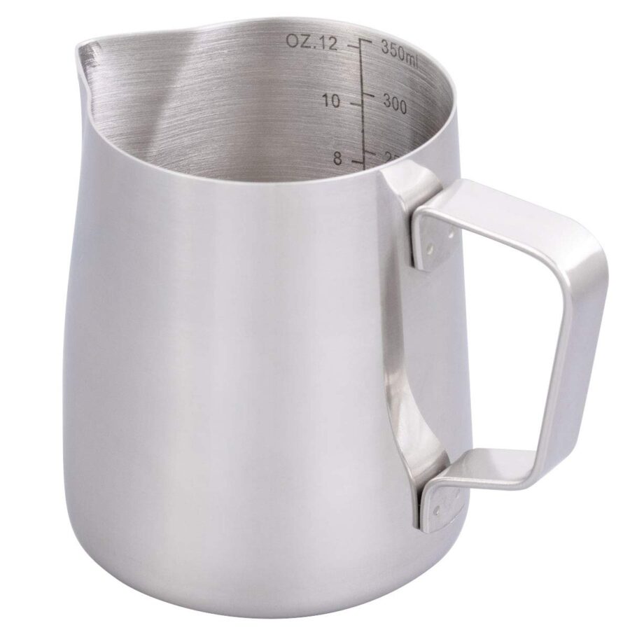 YoiYee 350ml Milk Jug, Stainless Steel Milk Frothing Pitcher Cup for Making Cappuccino & Espresso Coffee, Barista Craft Coffee, Latte Art, Coffee Machine, Kitchen Measuring