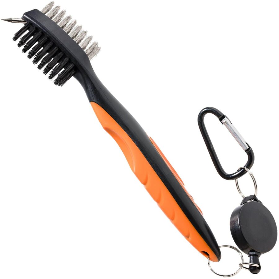 YoiYee Dual Sided Golf Club Cleaning Brush with Groove Cleaner, Orange
