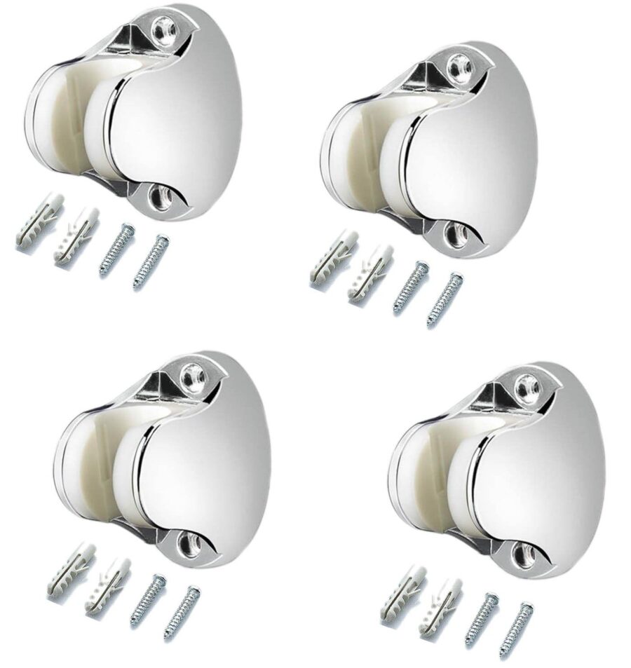 YoiYee Adjustable Chrome Wall Mount Shower Bracket for Handheld Shower Heads - Versatile Angle Holder with Height Adjustability, Pack of 4
