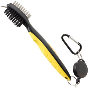 YoiYee Dual Sided Golf Club Cleaning Brush with Groove Spike - Yellow