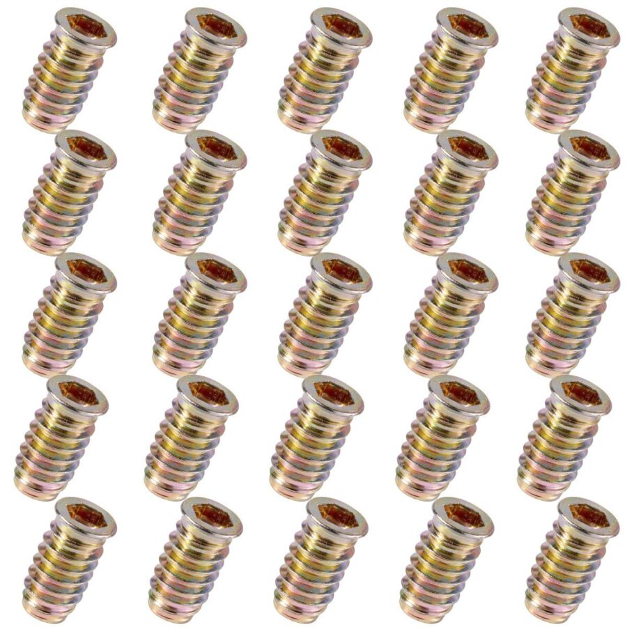 YoiYee M8 x 25mm Threaded Wood Insert Nuts, Hex Socket Drive - 20 Pack