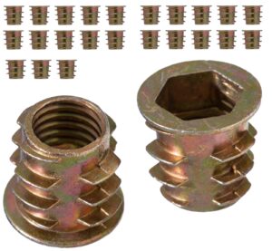 YoiYee M8 x 13mm Wood Threaded Insert Nuts, Hex Socket Drive, 25 Pack
