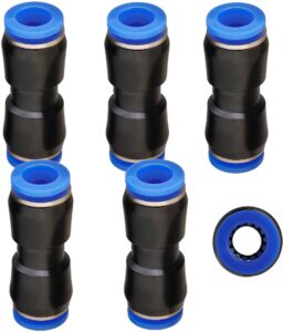 YoiYee 6-Pack of 8mm Straight Push-to-Connect Pneumatic Tube Fittings, Quick Release - 38mm Length