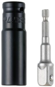 YoiYee 1/2" Drive Deep Impact Socket with 6-Point Design and 3-Inch Length, Plus 1/4" Hex Shank to 1/2" Socket Adapter, 2pcs/Set