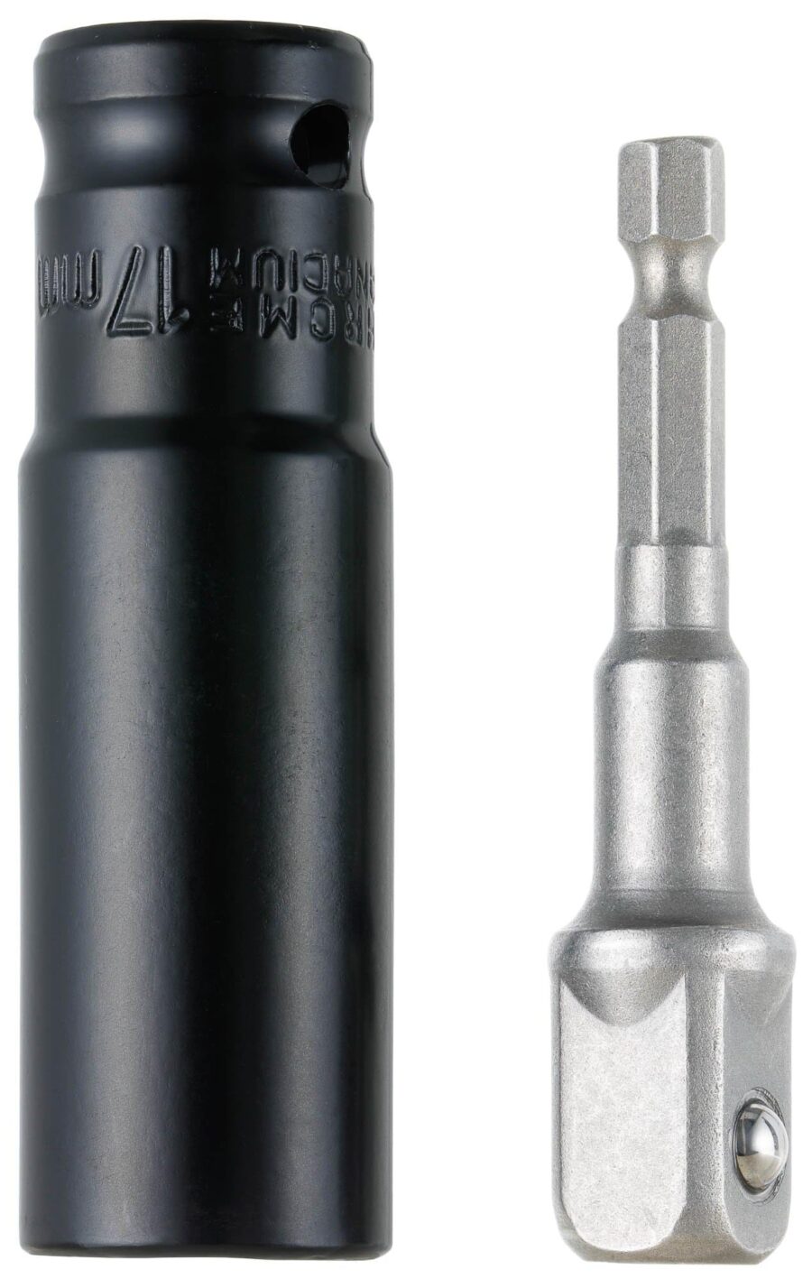 YoiYee 1/2" Drive Deep Impact Socket with 6-Point Design and 3-Inch Length, Plus 1/4" Hex Shank to 1/2" Socket Adapter, 2pcs/Set