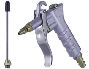 YoiYee Pneumatic Air Blow Gun - Adjustable Nozzle, Extension Tube Included, Durable Aluminum Alloy Body - Ideal for Cleaning and Dusting in Workshops and Garages-EU Fitting