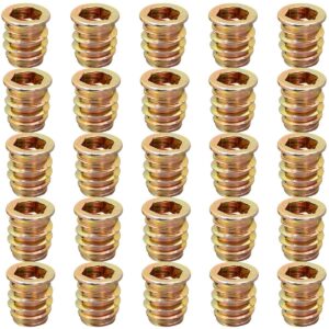 YoiYee M8 x 15mm Threaded Inserts 25 Pack Wood Furniture Insert Nuts