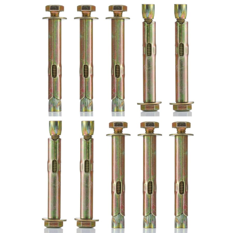YoiYee M10 Sleeve Anchor Hex Bolts 50mm, Concrete Masonry Fixings 5 Pack