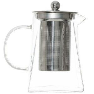YoiYee Glass Teapot, Heat Resistant Clear Borosilicate Glass Tea Pot with 304 Stainless Steel Infuser & Strainer to Brew Loose Leaf Tea, 750ml, Microwavable and Stovetop Safe