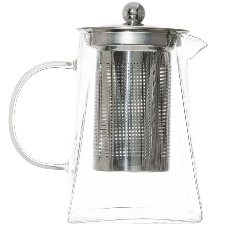 YoiYee Glass Teapot, Heat Resistant Clear Borosilicate Glass Tea Pot with 304 Stainless Steel Infuser & Strainer to Brew Loose Leaf Tea, 750ml, Microwavable and Stovetop Safe
