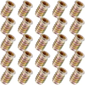 YoiYee M8 x 20mm Wood Threaded Inserts, Hex Socket Drive - 25 Pack
