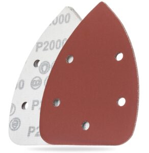 YoiYee Professional Mouse Detail Sander Paper Sheets, 140 x 90 mm Size, 2000 Grit, Set of 10 with 5 Holes, Hook and Loop Backing, Premium Quality Sanding Pads for Effortless Finishing