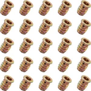 YoiYee M6 x 15mm Wood Threaded Insert Nuts, Hex Socket - 25 Pcs