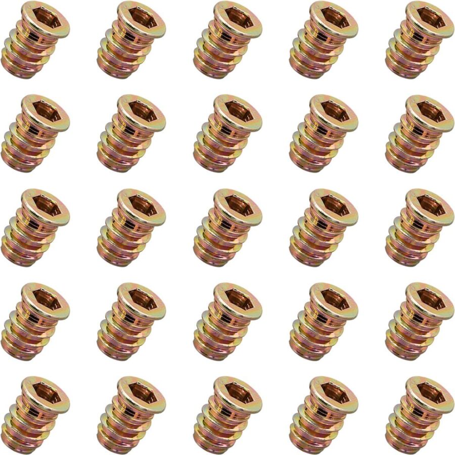 YoiYee M6 x 15mm Wood Threaded Insert Nuts, Hex Socket - 25 Pcs