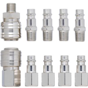 YoiYee 10Pcs Euro Airline Hose Connector Kit, 1/4" BSP Quick Couplings