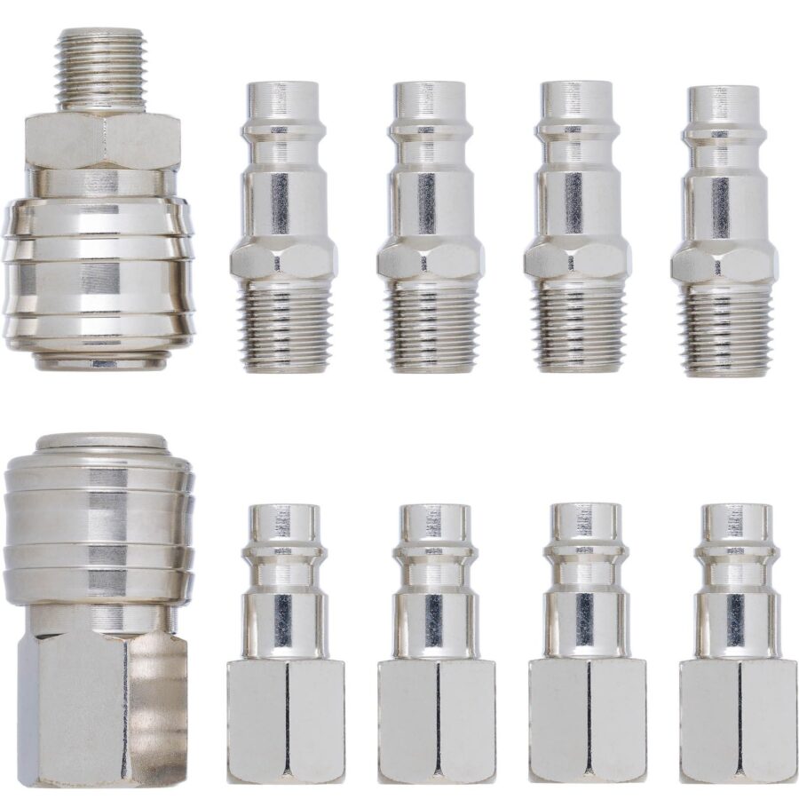 YoiYee 10Pcs Euro Airline Hose Connector Kit, 1/4" BSP Quick Couplings