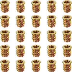 YoiYee M6 x 13mm Threaded Wood Insert Nuts, Hex Socket Drive - 25 Pack