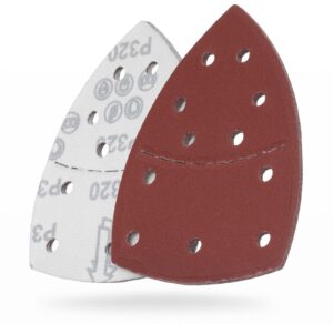 YoiYee 320 Grit Mouse Detail Sander Sandpaper, 11 Hole Delta Pads, 10 Pack