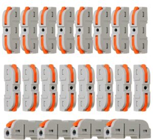 YoiYee 20PCS Electrical Wire Connectors Quick Dual Terminal Block, 2 Pin Peel-free Push-type Design, 12-22AWG Wire Splice Connector Crimp Terminal