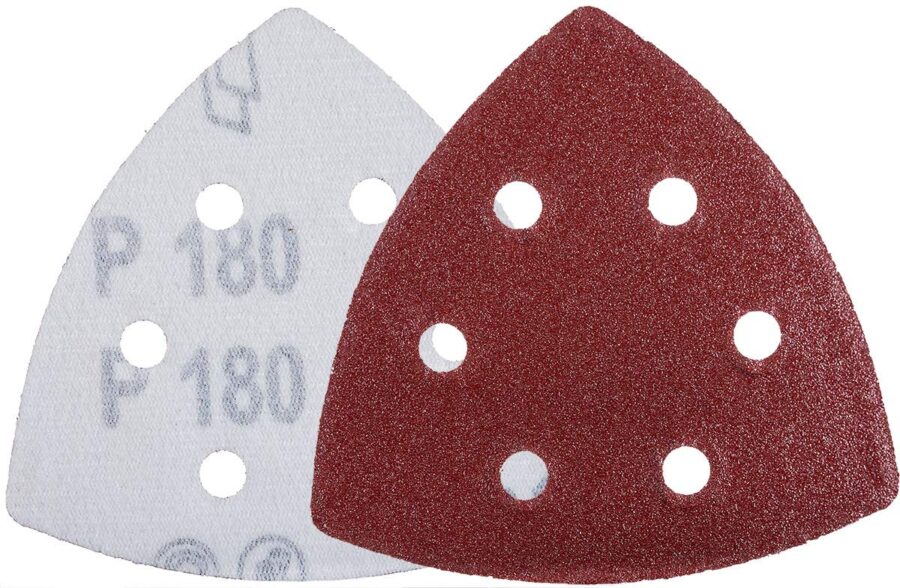 YoiYee 180 Grit Delta Sanding Sheets, 93mm Triangle Pads 6 Hole, 20 Pack