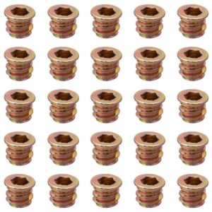 YoiYee M6 x 10mm Threaded Insert Nuts for Wood Furniture - 25 Pcs