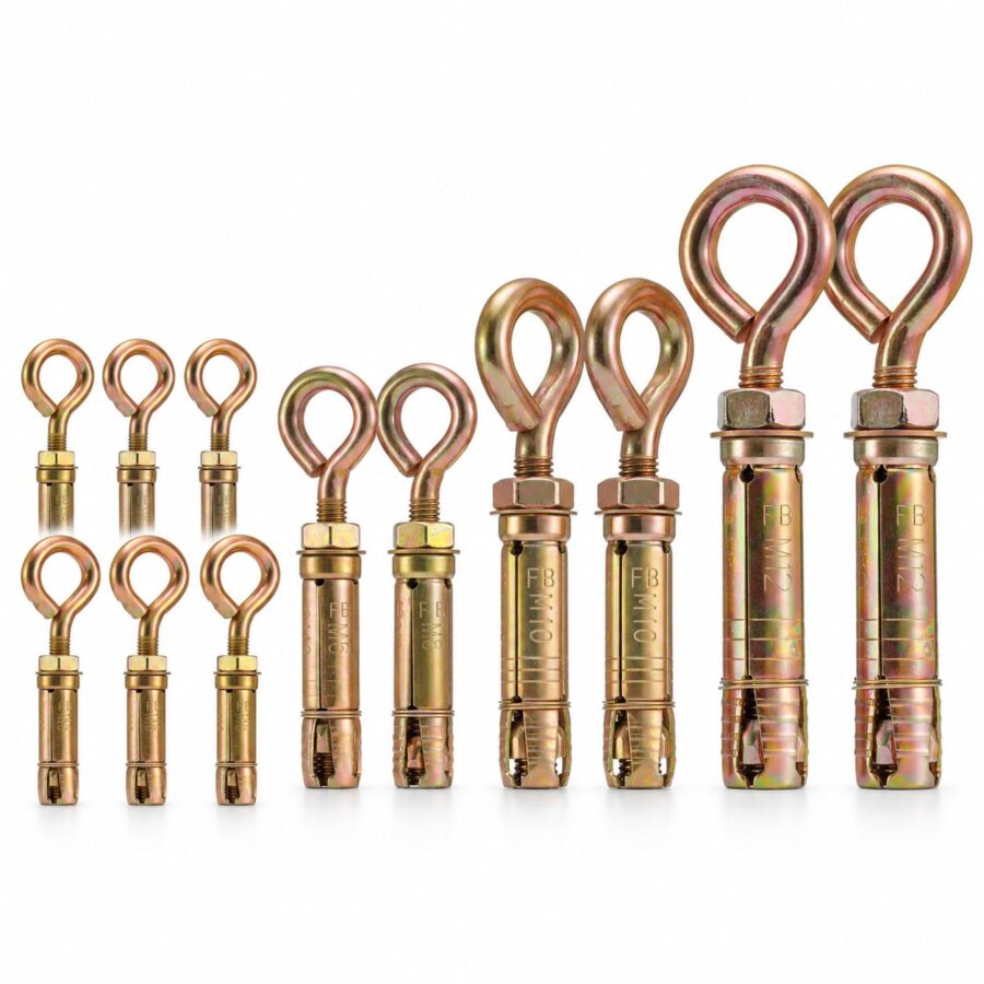 YoiYee Masonry Eye Bolt Expansion Anchors, 12 Piece Set, M6 M8 M10 M12