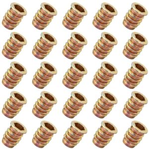 YoiYee M8 x 17mm Threaded Insert Nuts for Wood Furniture, 25 Pack