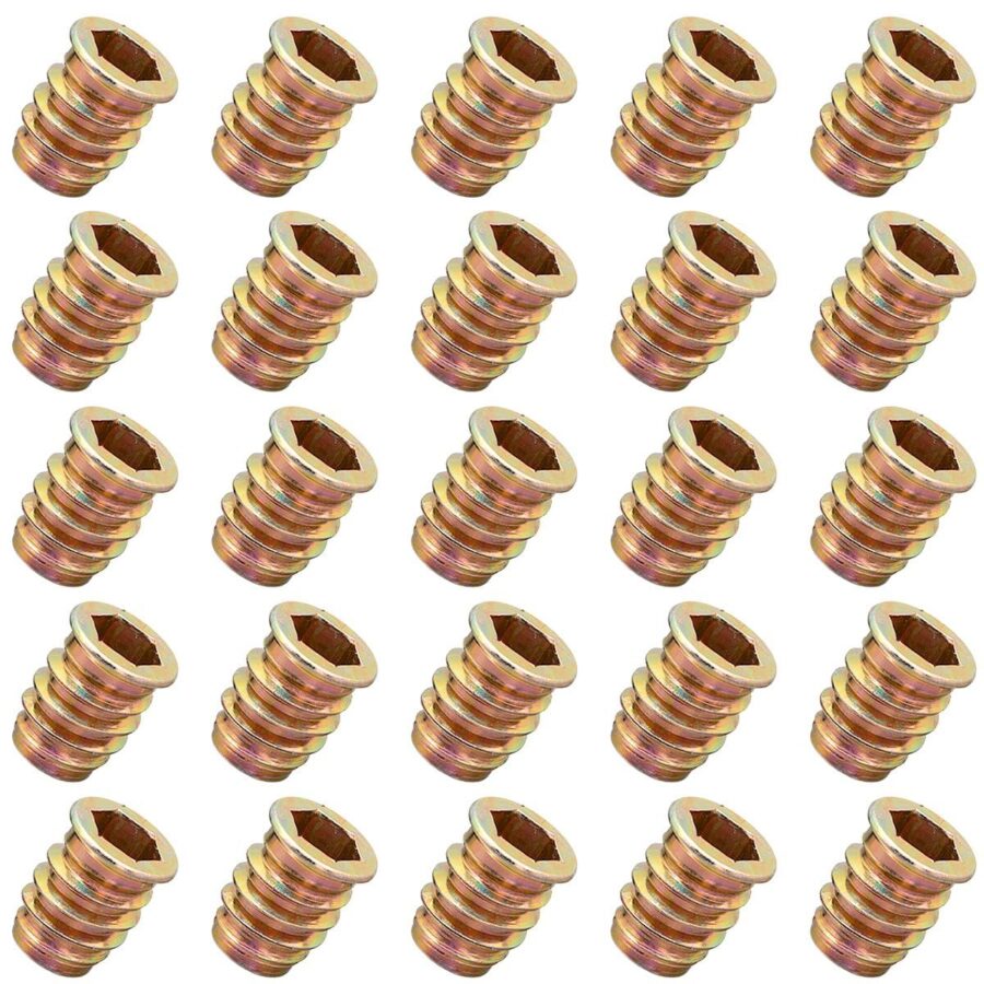 YoiYee M8 x 17mm Threaded Insert Nuts for Wood Furniture, 25 Pack