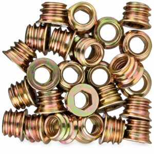 YoiYee M6 x 8mm Threaded Insert Nuts Wood Furniture Hex Drive 25pcs