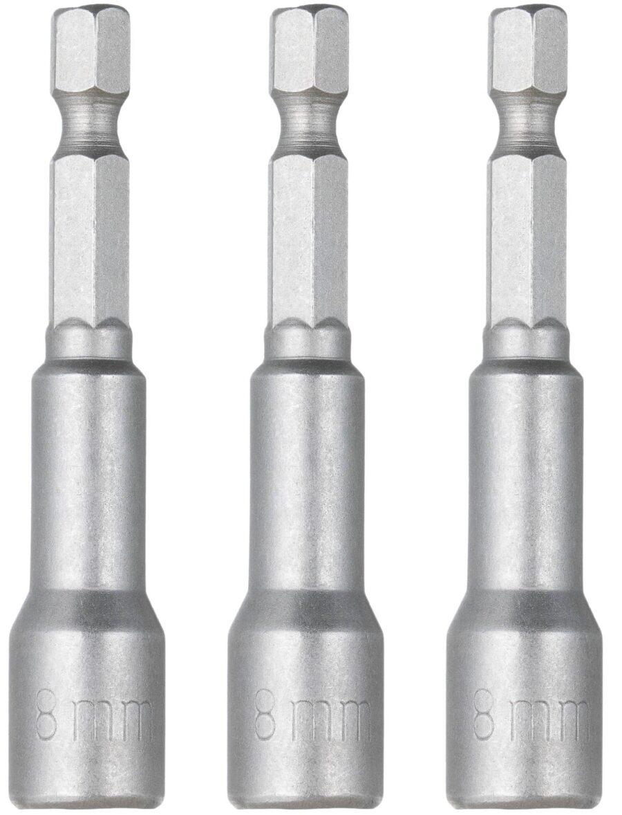 YoiYee 8mm Hex Nut Driver Set with Magnetic Quick-Change Shank, Chrome Vanadium Steel, 65mm Length - Sandblasted Finish, 3 Pieces