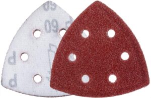 YoiYee 60 Grit Delta Sanding Sheets, 93mm Triangle Sandpaper, 20 Pack