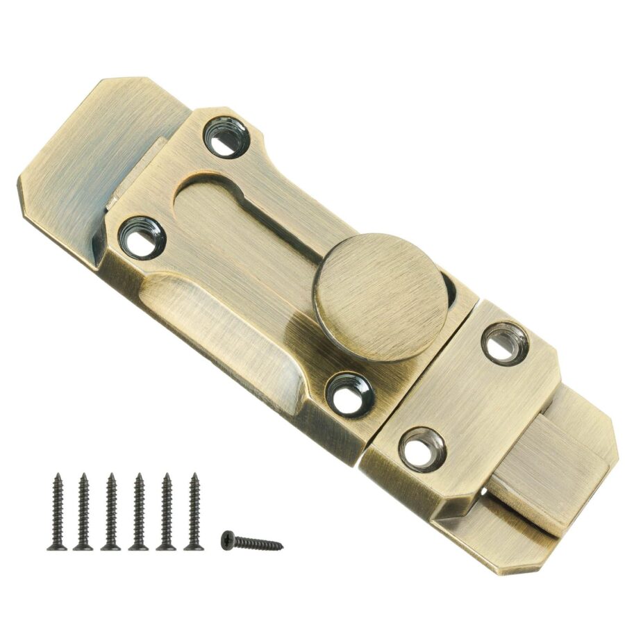YoiYee Vintage Bronze Tone Barrel Bolt Latch, 3-Inch Zinc Alloy Security Slide Lock for Wooden Doors, Cupboards, Sheds, Bathrooms, Bedrooms, 1 Pack with Screws