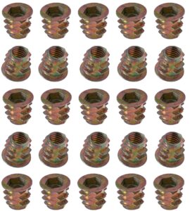YoiYee M6 x 10mm Wood Insert Hex Socket Nuts, Threaded Inserts 25 Pack