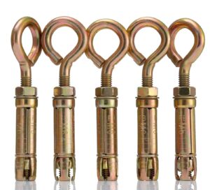 YoiYee Concrete Eye Bolts, Yellow Zinc Steel Masonry Anchor Bolt